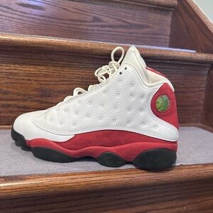 White and Red High-Top Sneakers